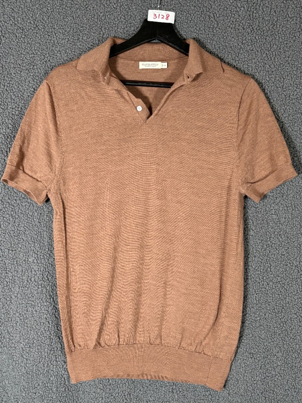 Suitsupply Merino Wool Knit Sweater Polo Shirt - Men's Size M - Tan